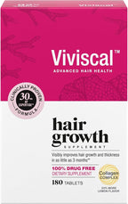Viviscal Hair Growth Supplements for Women, Thicker Fuller Hair Support for Thinning Hair and Hair Loss, with Biotin and Marine Collagen, Drug-Free, 180 Tablets, 90-Day Supply