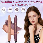 Shadow Liner 2in 1 Eyeliner Eyeshadow,Shadow Liner Duo Plum,2-in-1 Eye Makeup Eyeliner +Eyeshadow,Waterproof,Smooth,Easy to Color(Champagne+Purple)