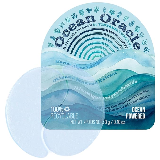 Ocean Oracle Hydrating Hydrogel Eye Patches 28 Pairs, 5-Min Soothing Eye Masks with Marine Algae & Seaweed Blend, Rejuvenating Eye Pads for Tired Eyes, Spa Relaxation Gifts for Women & Men