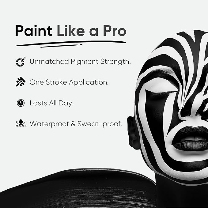 Blue Squid PRO Black Face Paint Stick - Waterproof Body Paint for Adults & Kids Eye Black Baseball, Eyeblack Softball - Vegan Hypoallergenic Twist-Up Non-Toxic Makeup Stick for Cosplay, Sports & SFX