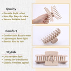 LuSeren Hair Clips for Women 4.3 Inch Large Hair Claw Clips for Women Thin Thick Curly Hair, Big Matte Banana Clips,Strong Hold jaw clips,Neutral Colors