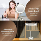 2025 VESAUR 9" Large 5000mAh Rechargeable Lighted Makeup Mirror Nickel, 1X/10X/20X HD Magnifying Mirror with Compact Suction Mirror, 3 Color Dimmable light, 360°Swivel Seamless Vanity Mirror, Gift Box