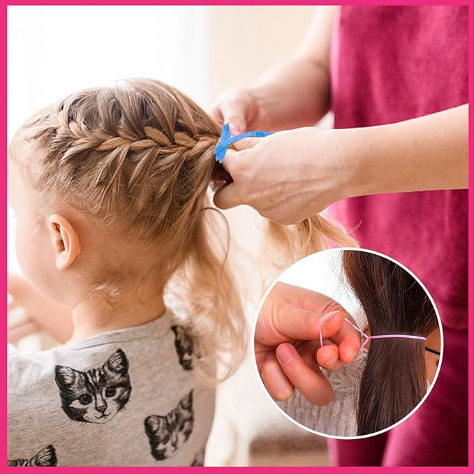 28 Colored Rubber Bands for Hair, 1500 Pcs Small Girls Elastic Ties With 6 Styling Tools - Colorful Accessories for Baby Toddlers Kids
