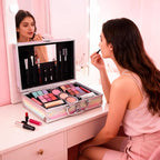 Makeup Kit for Teen Girls, Complete Cosmetic Set with Eyeshadow Palette, Lipstick, Blush, Lip Gloss, Brushes, Gifts for Christmas Thanksgiving Pink