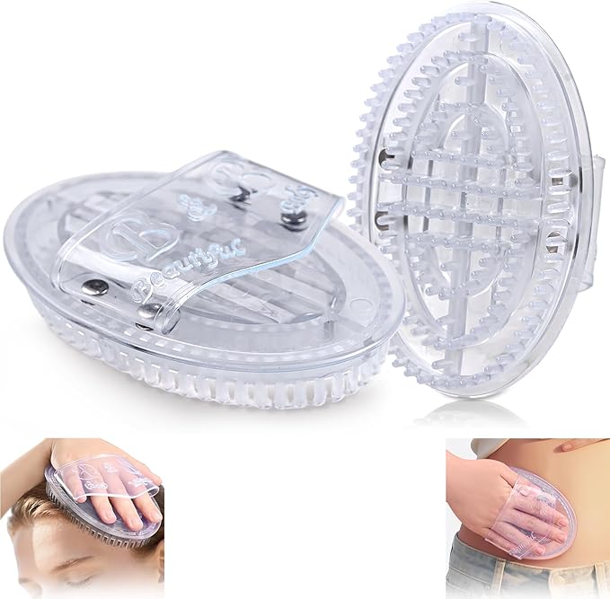 2Pcs Meridian Massage Brush, Upgrade Pro Meridian Brush for Belly, Beauty Salon Professional Custom Meridian Brush, Full Body SPA Massager Relaxation, Acupressure Meridian, Scalp Massage (Clear)