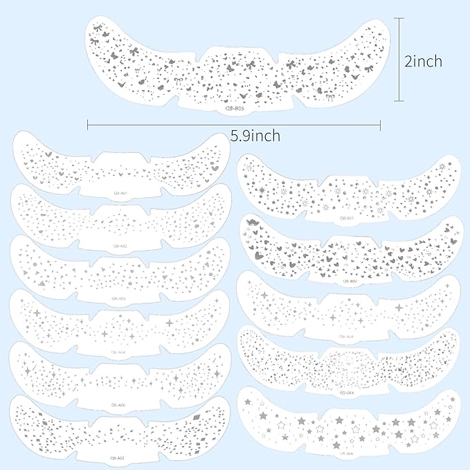 Face Glitter Freckles, 12 Pcs Silver Temporary Face Tattoos Stickers Waterproof Sparkle Face Speckles Makeup Patches Cute Body Temporary Tattoo Rave Accessories for Women Music Festival Accessories