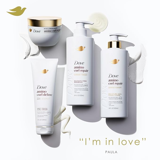Dove Curl Cream Amino Curl for Curly, Coily Hair with Bio-Protein Care Technology + Amino Complex 8 Fl Oz