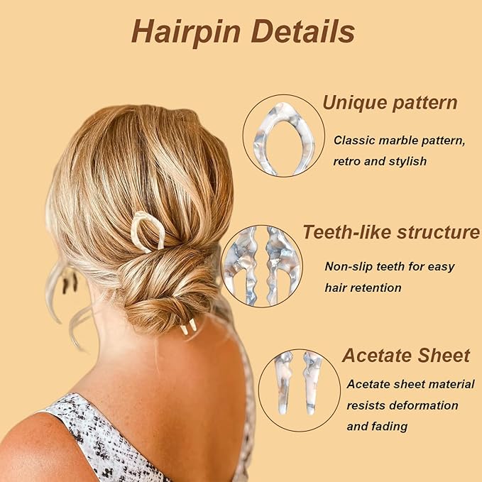 4 Pcs French Hair Pin Color Mixing French Hair Pins for Women French U Shaped Prestiges Hairpin for Thin Thick Hair Women Vintage Hairstyle Accessories