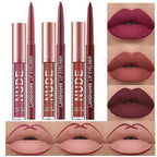 BestLand 6Pcs Matte Liquid Lipstick and Lip Liner Set, Non-Stick Cup Not Fade Waterproof 24 Hour Lip Gloss Nude Brown Lip Liner Pencil for Women, labiales mate 24 horas originales (Set D)