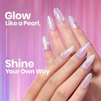 Beetles Chrome Nail Powder 2 Jars White and Purple Pearl Cromer Nail Powder for Gel Nail Mirror Effect Glitter Manicure Kit Pigment Nails Art Design Gifts for Women