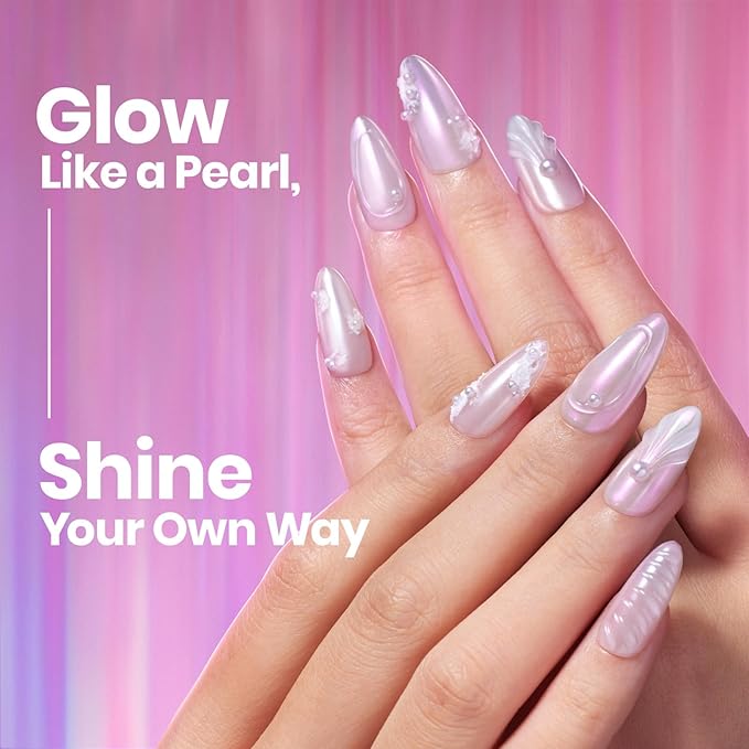 Beetles Chrome Nail Powder 2 Jars White and Purple Pearl Cromer Nail Powder for Gel Nail Mirror Effect Glitter Manicure Kit Pigment Nails Art Design Gifts for Women