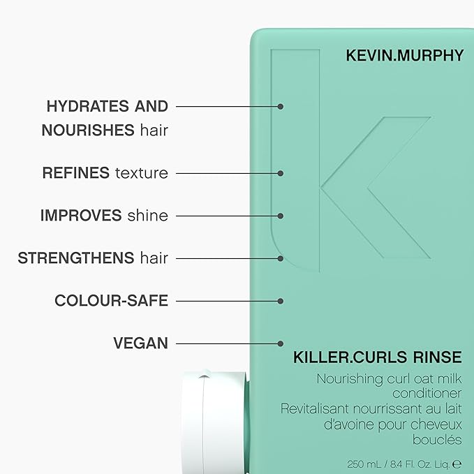 KEVIN.MURPHY KILLER.CURLS RINSE - Nourishing Curl Conditioner - Care for Natural & Permed Hair - With Hydrating Oat Milk - Colour-Safe & Vegan - 250 mL / 8.4 fl oz
