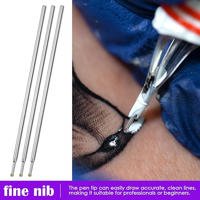 20pcs Tattoo Marking Pens, Disposable Stencil Pen Refills for Tattoo Outline - Aluminum Alloy Skin Marker for Microblading Permanent Makeup Body Art