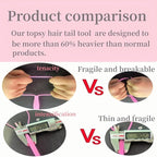 9pcs Topsy Hair Tail Tools & rat tail combs set, 6pcs Ponytail Pull Through Tool 3pcs Long Steel Pin Combs, Turvy Loop Styling Tool for Woman & Girl Hair Styling (Pink,Purple, Blue) Linmxiy