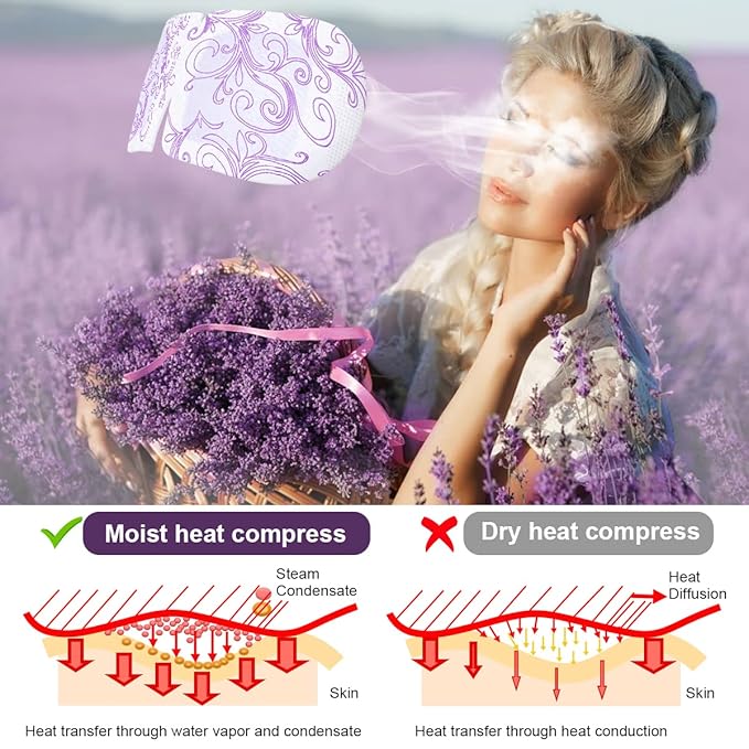 Steam Eye Mask 16 Packs, Self Heating Sleep Mask for Dry Eyes, Comfortable Warming Eye Masks, Disposable Heated Eye Mask, Relieve Eye Fatigue, Stress, Migraine,Relaxation Gifts for Women(Lavender)