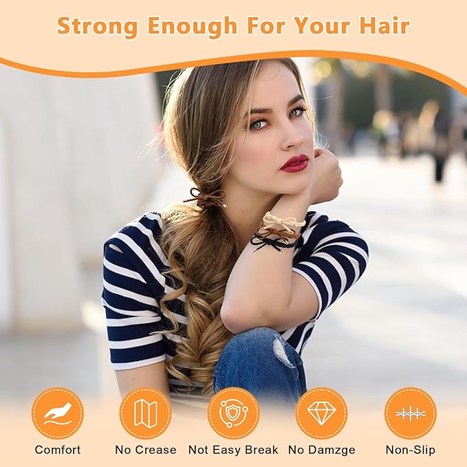12 PCS Braided Hair Ties Bow Tie Hair Bracelets for Women Girls Elastic Hair Ties No Damage Ponytail Holders