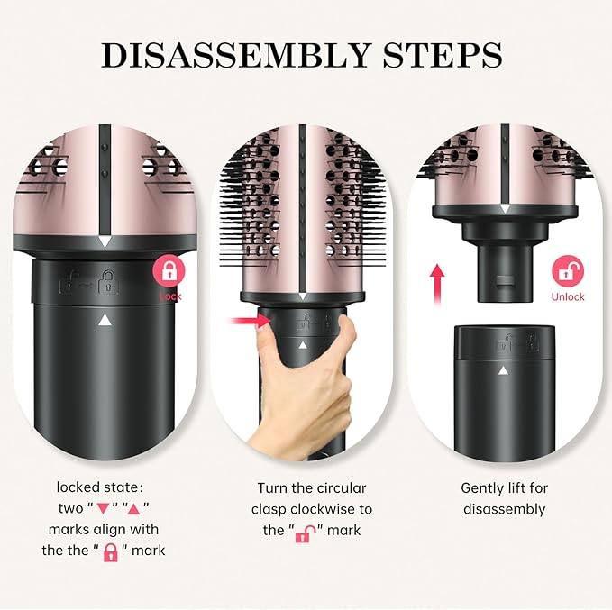 2in1 Negative Ion Thermal Brush -Heated Round Brush, Curling Iron 1 1/2 Inch& Curling Iron 1 3/4 Inch, 5 Temperature Settings,Dual Voltage