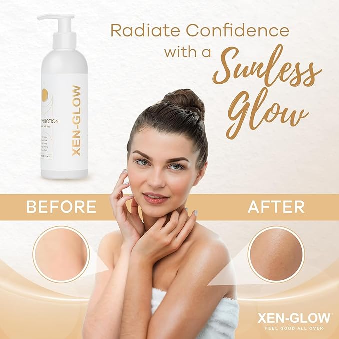 Dark Self Tanning Lotion for Face & Body - Hydrating Sunless Tanner for a Natural, Streak-Free Olive with Vitamin E, C & Aloe - Fast-Drying Dark Self Tanner for Sensitive, Fair & Pale Skin - 8 fl oz