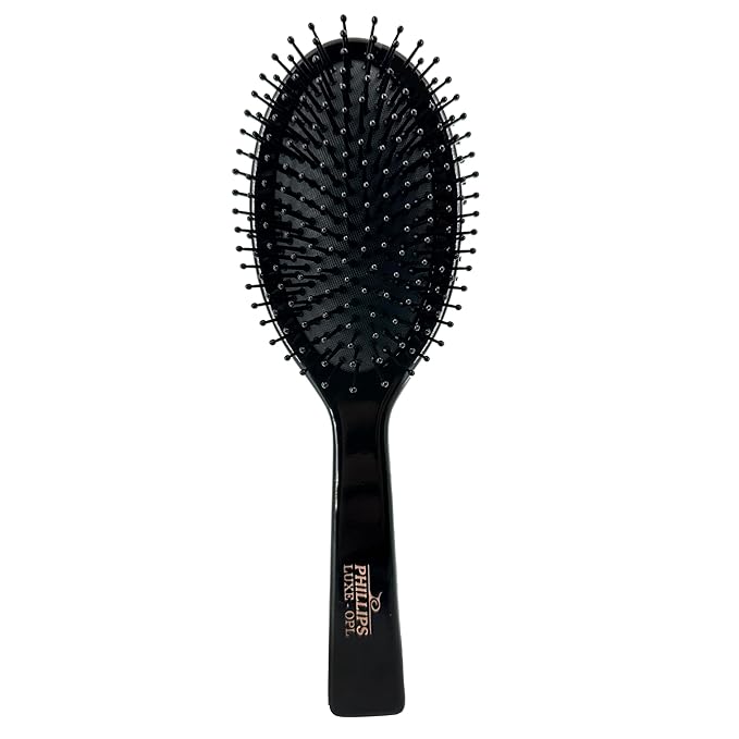 Phillips Brush Luxe Oval Paddle Hair Brush, Sleek Black Color with Gold Accents – 9.25 inch Detangler Paddle Brush from the Luxe Series by Phillips Brush