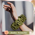 CEELGON Olive Green Big Satin Scrunchie6.5 Inches Jumbo Scrunchies Silky Hair Ties Oversized Ponytail Holderfor Thick Curly Hair Extra Large Hair Accessories for Women (Olive Green)