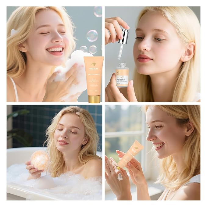 Christmas Gifts for Women, Orange 33 Pcs Facial Kit, Skin Care Gift Set, Self-Care Kit, Spa & Bath & Body Basket Gift, Beauty Bag Set, Collagen Gel Mask, Pampering Kit, Birthday Gift, Mother Day