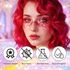 DAGEDA Red Body Glitter Stick,Sparkly Face Glitter Makeup,Holographic Hair Glitters Mermaid Makeup Rave Outfits for Women, Shimmer Face Paint Stick Singer Concert Accessories