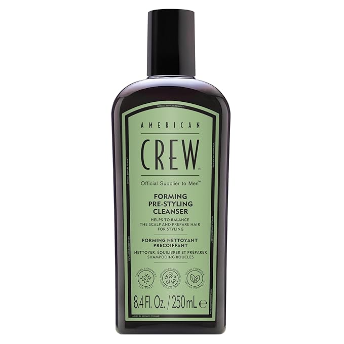 AMERICAN CREW Men's Pre-Styler Forming Shampoo for Textured & Curly Hair, Anti-Frizz & Curl Defining, With Jojoba Oil, Vegan, 8.5 fl oz