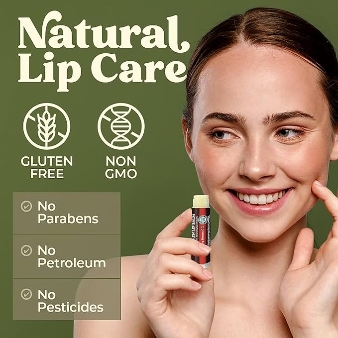 Earth's Daughter SPF Lip Balm 4-Pack Strawberry Flavor Stocking Stuffers - Lip Sunscreen, SPF 15, Organic Ingredients, Beeswax, Coconut Oil, Vitamin E - Hypoallergenic, Paraben Free, Gluten Free