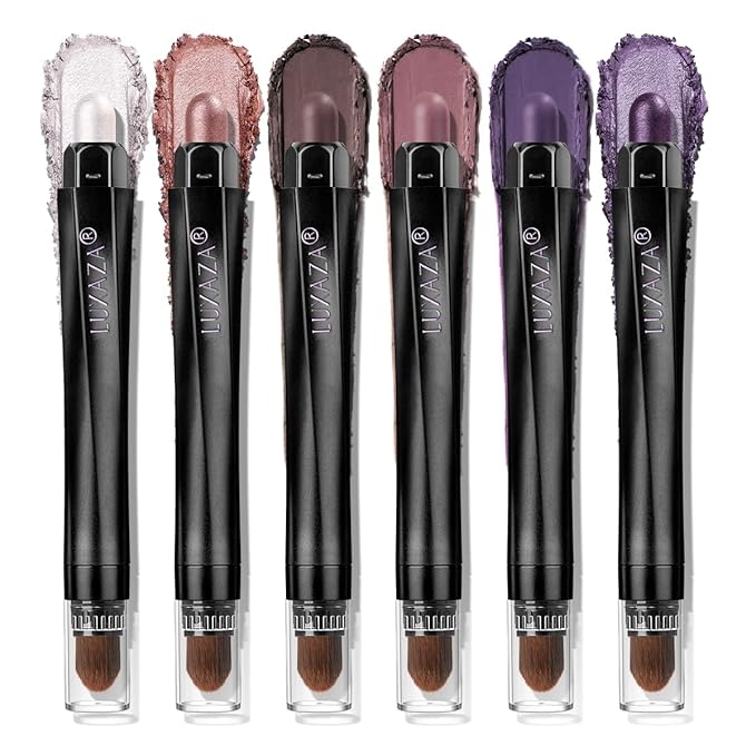 Neutral Eyeshadow Stick 6PCS Set, Pink and Purple Metallic Shimmer Matte Cream Eye Shadow Eyeliner Brightener Pencil Crayon, Halloween Makeup - PURPLE MARTINI
