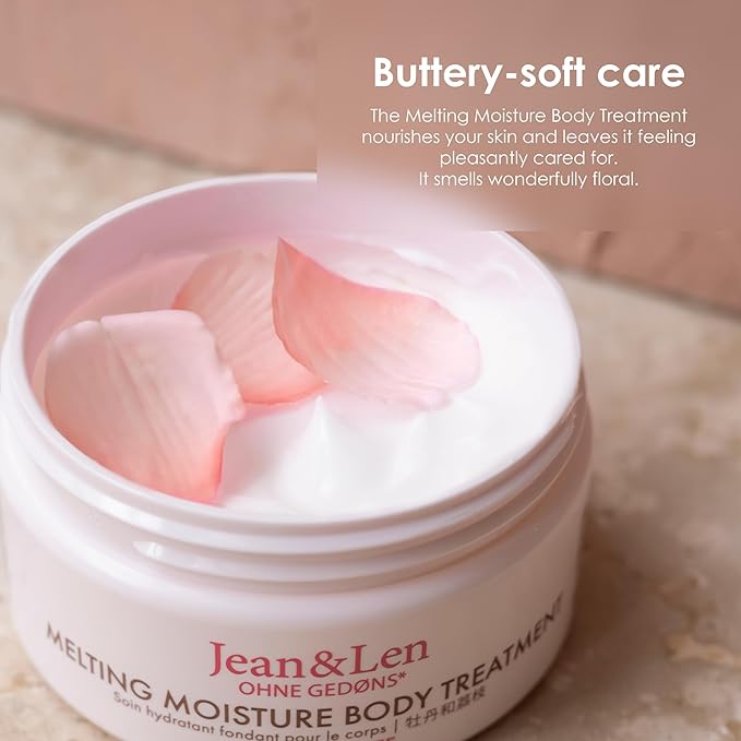 Jean & Len Melting Moisture Body Treatment Peony & Lychee, for a fragrant care result, for normal skin, nourishing body butter, without parabens & silicones, vegan, 6.76 Fl. Oz.