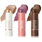 Cool Story 3-in-1 Makeup Set, Highlighter, Blush and Contour Balm Stick, Cream Formula for Face Contouring, Professional Cosmetic Kit (SET-C)