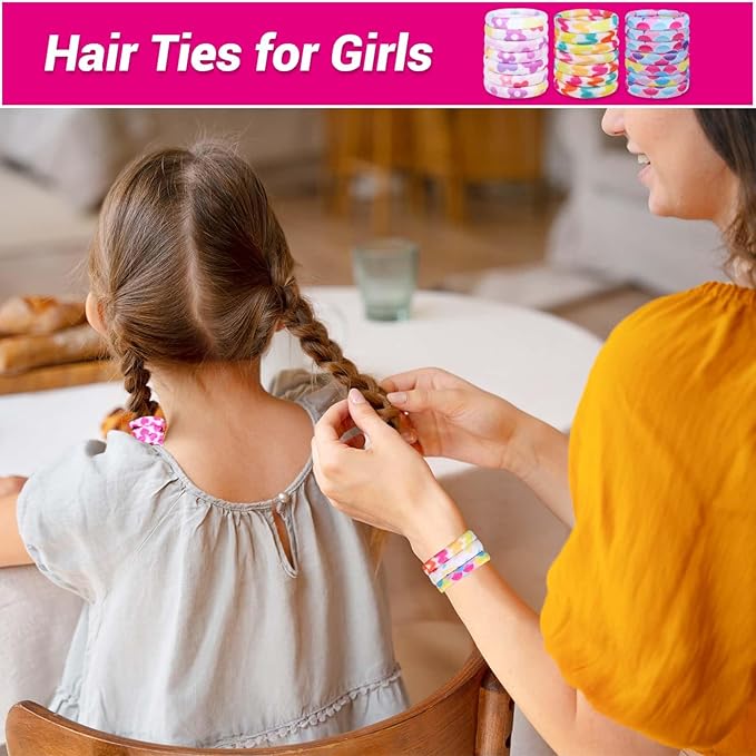 Anezus 54Pcs Hair Ties for Girls and Women, Nylon No Damage Elastics Hair Bands Ponytail Holders, Soft Hair Ties Hair Accessories for Thick Straight Curly Hair, Multi-colored A