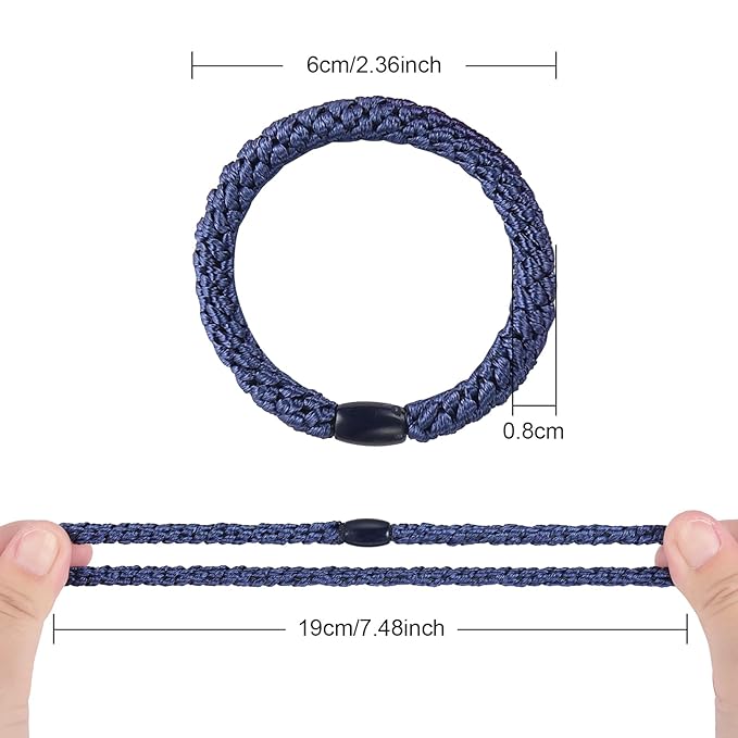 Bracelet Hair Ties for Women Girls, Funtopia 30 Pcs Colorful Elastics Hair Bands Ponytail Holders for Thick Hair, No Metal No Damage Soft Hair Ties with Bead, Bulk Set