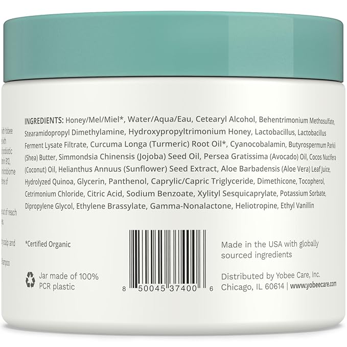 Yobee Restorative Scalp Mask - Dry Scalp Treatment Hair Mask - Probiotic Extracts, Organic Honey, Turmeric, Vitamin B12 - Natural Dry, Itchy, Sensitive Scalp and Dandruff Relief - for Adults, 4 fl oz