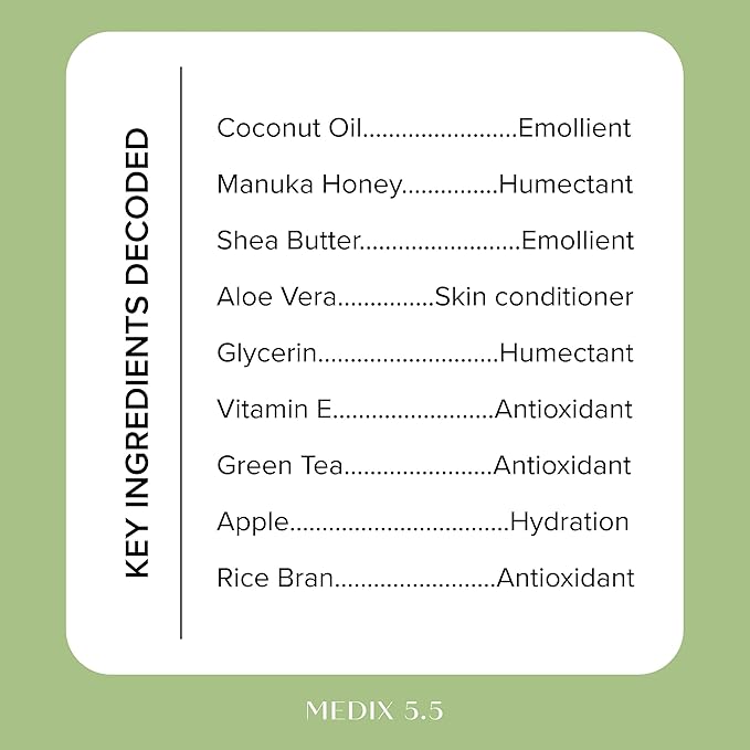 Medix 5.5 Men & Women Coconut Body Lotion + Manuka Honey Cream | Natural Coconut Oil Lotion | Moisturizer Cream Body Butter Skin Care Balm | Stretch Marks, Cellulite, & Dry Skin |15 Fl Oz