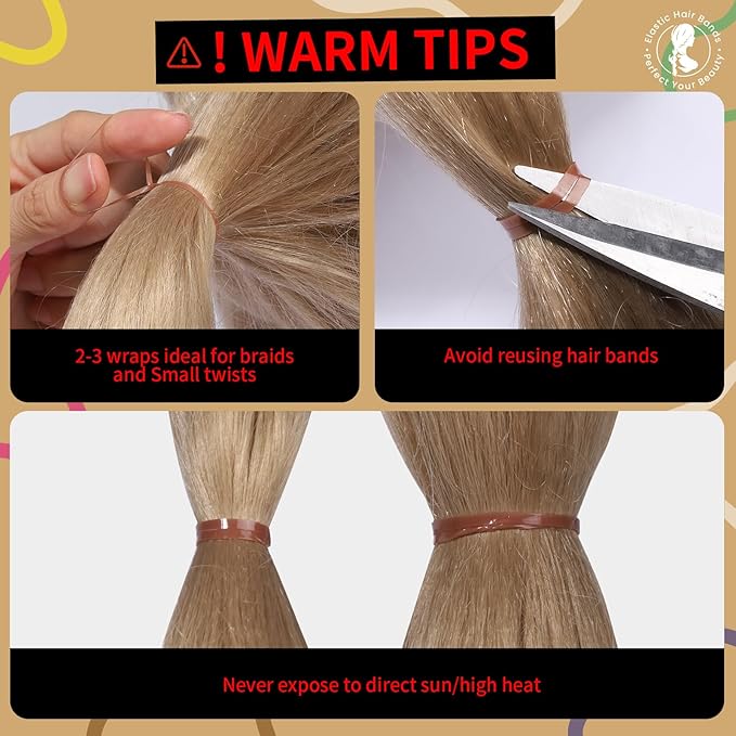 Teenitor Elastic Hair Bands, Rubber Bands for Hair, Small Hair Ties, 300pcs, Light Brown