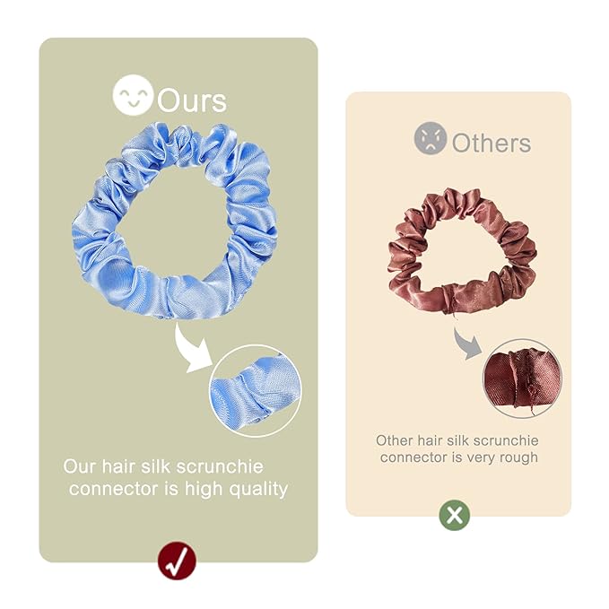 Satin Silk Hair Ties Small Scrunchies for Women Girls Ponytail Holders 20 Pcs Mini Bulk Scrunchies Elastic Hair Bands for Thick Curly Hair Pony Tails Hair Ties