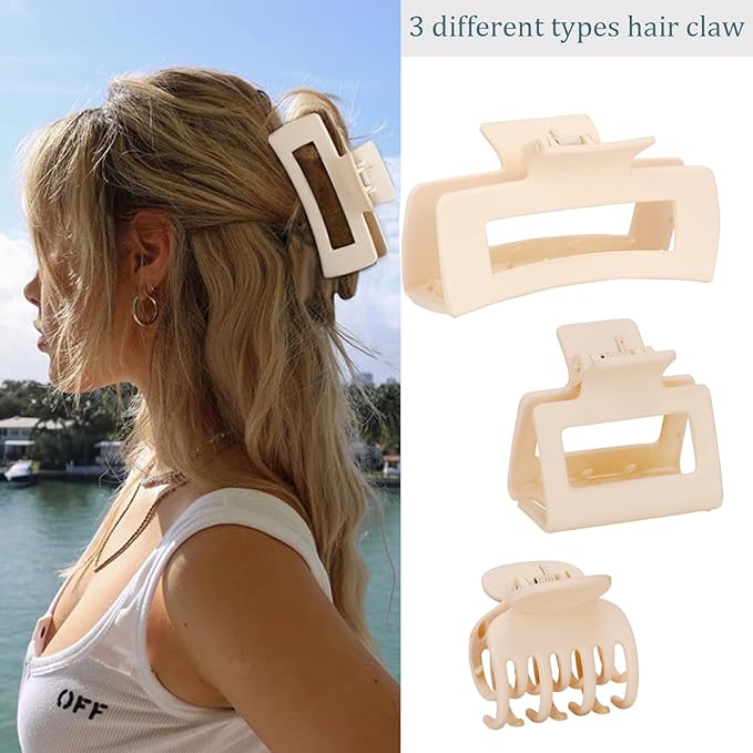 Mehayi 9 PCS Matte Hair Clips Claw for Women Girls, 3 Styles Nonslip Small Hold Strong Hold Cute Jaw Clip Barrettes for Thick Thin Long Short Hair, Fashion Acrylic Hair Clamps Styling Accessories