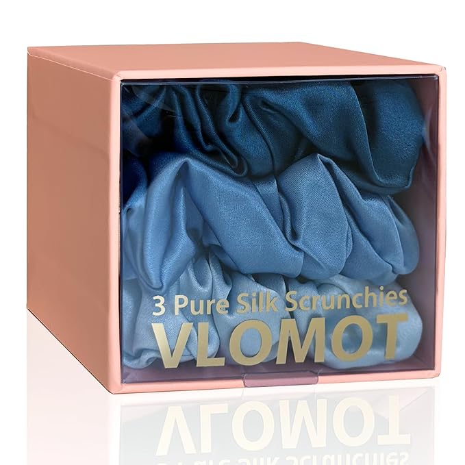 Silk Scrunchies Large (Peacock+Cerulean+Light Blue)