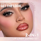 Lip Liner Gloss Lip Combo Set, 2 in 1 Lip Duo Natural Nude Lip Liner Lipstick Glossy Nourishing Coral Dew Gloss Lip Kit,Smooth Quick Fuller Plumping Juicy Lip Makeup for Women04#Mellow Papaya
