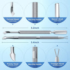 2PCS Metal Silver Cuticle Pusher and Scraper, Nail Trimmer Cutter Stainless Steel Gel Scraper Tool, Nail Polish Remover Peeler Durable Salon Manicure Pedicure Cleaner for Fingernail and Toenail