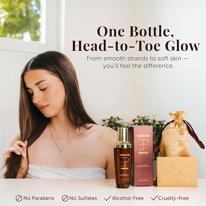 Dubai Premium Elixir - Moroccan Argan Oil for Hair & Skin - Lightweight Hair Oil for Dry Hair - Hydrating Body Serum - Boosts Shine, Smooths Frizz, Moisturizes Skin - 100 mL (3.38 Fl Oz)