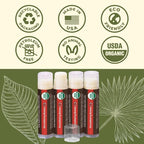 Earth's Daughter USDA Organic Lip Balm 4-Pack Stocking Stuffers Strawberry flavor - Beeswax, Coconut Oil, Vitamin E - Best Lip Repair Chapstick for Dry Cracked Lips.