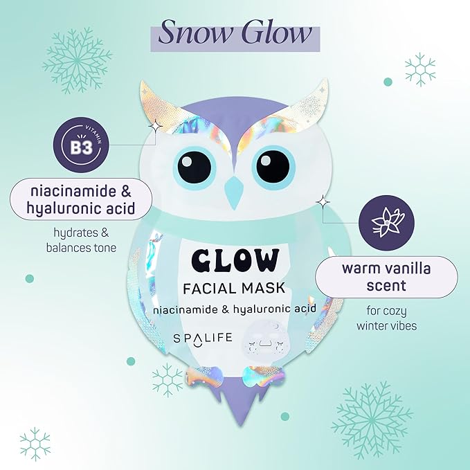 SpaLife Beauty Winter Wonder Animals Christmas Face Mask Bundle | Korean Facial Masks | Hydrating, Firming and Glowing Sheet Mask Set | Christmas Gifts for Women | 12 Pack