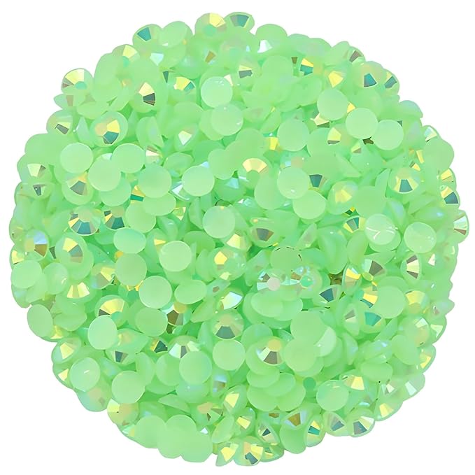 2250 Pcs SS16 4mm AB Flatback Rhinestones for Nails Art Crafts Glitter Round Shine Gems Crystals DIY Clothes Shoes （Green AB）