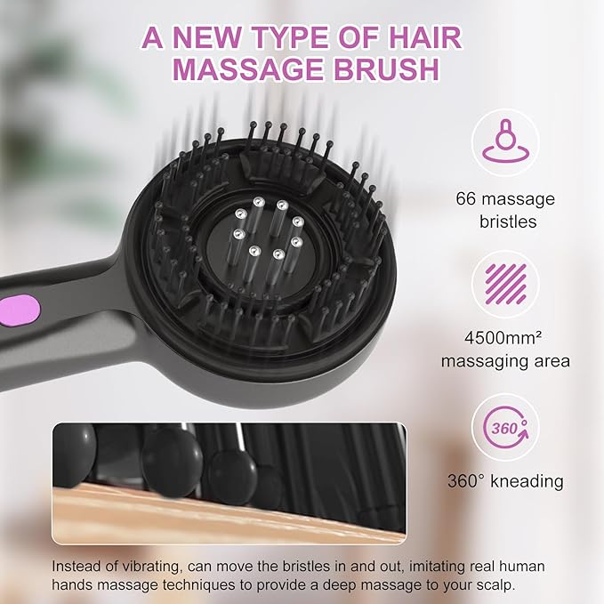 Electric Scalp Massage Brush, 66 Bristles, 3 Massage Modes, Type-C Charging, 2000mAh Battery｜Women‘s Gifts