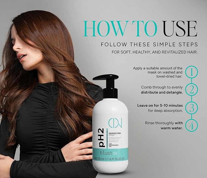 PH2 Perfect Mask – Acidic pH2 Professional Hair Mask for Bleached, Damaged & Color-Treated Hair – Essential Post-Bleach Cuticle-Sealing Treatment for Shine & Smoothness – 500 ml / 16.7 oz