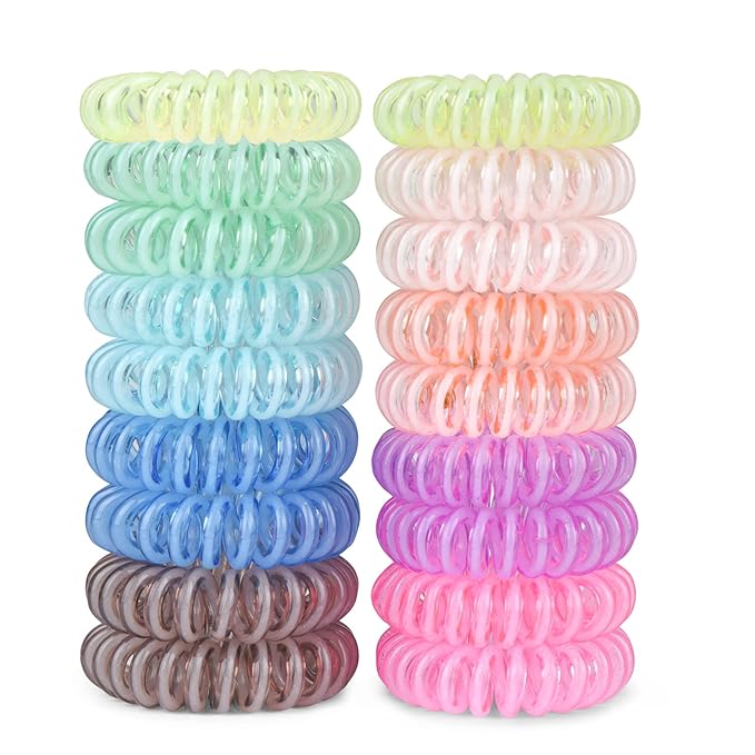 TIZZYT Spiral Hair Ties, No Crease Hair Elastics, Phone Cord Hair Ties, Ponytail Braid Holder For Women And Children, Suitable For Long Lasting Braids, Ponytails, Etc., 18 Pcs- Painless