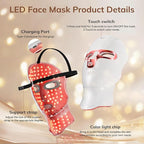 Red Light Therapy Mask for Face,Cordless LED Face Mask Light Therapy,USB C Rechargeable,Infrared Lights Masks for Home Working Travel Yoga Sleep
