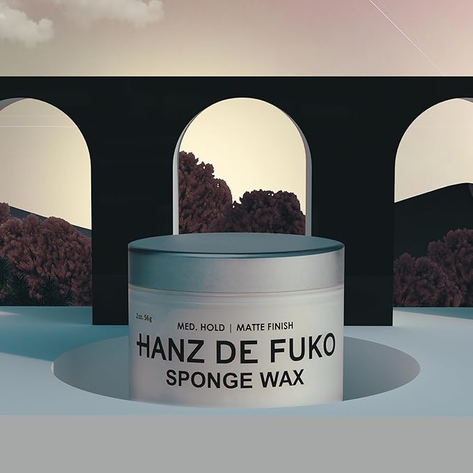 Hanz de Fuko Sponge Wax – Premium Men’s Hair Styling Wax for a Medium Hold, Semi-Matte Finish – Ideal Texture Product for All Hair Types, Especially Thick Hair – 2 oz, Travel Size